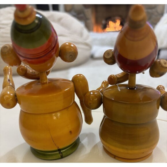 Wooden Indian Elephant Ganesha Set Of 2 Handcrafted Wooden Ganapathi - Picture 7 of 14